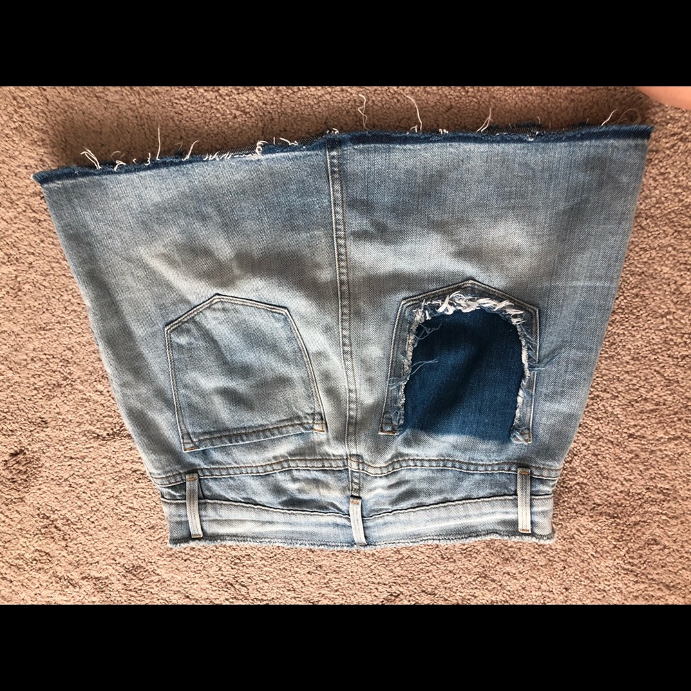 FRAME distressed denim skirt